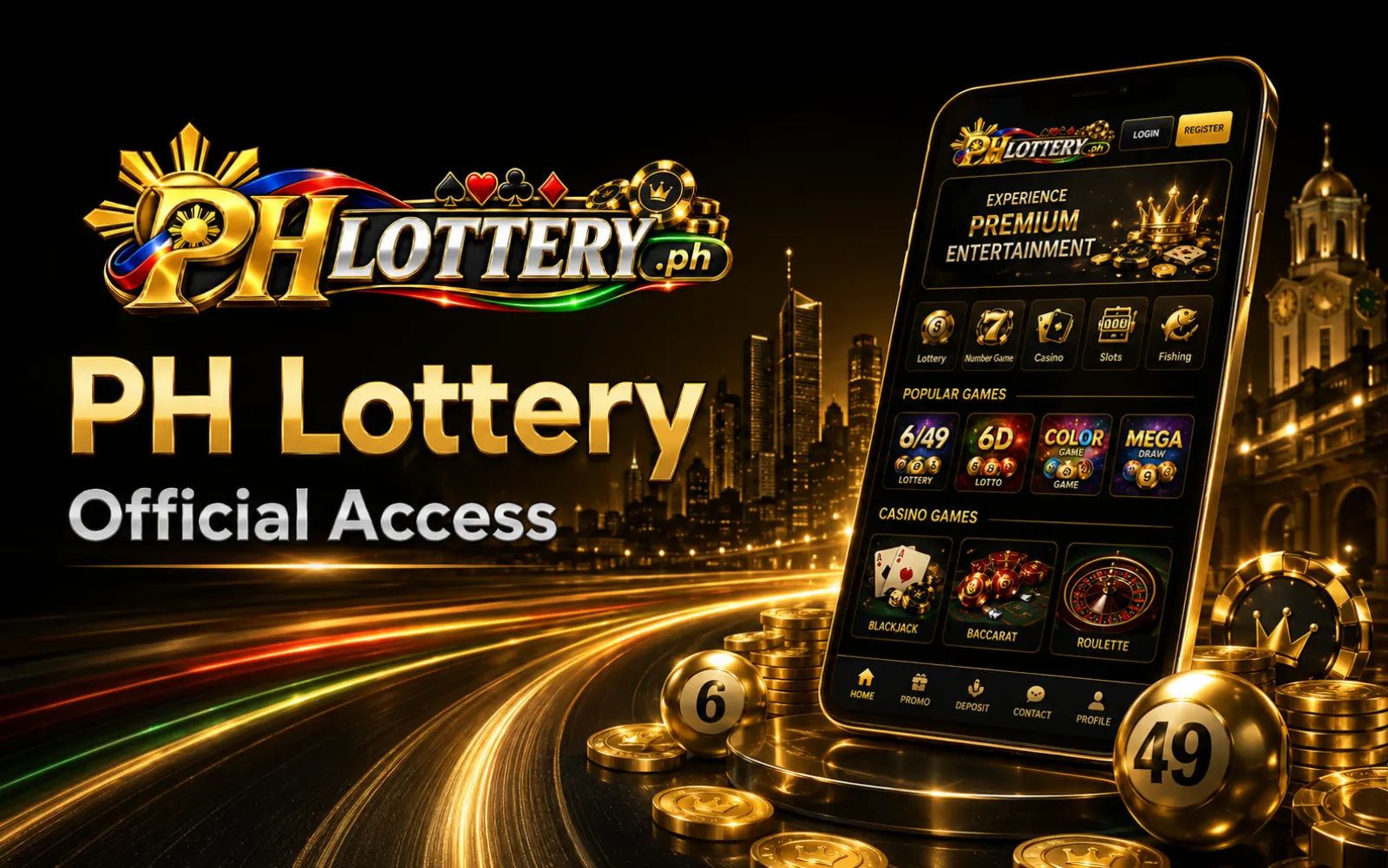 PH Lottery official H5 entertainment homepage for Filipino players